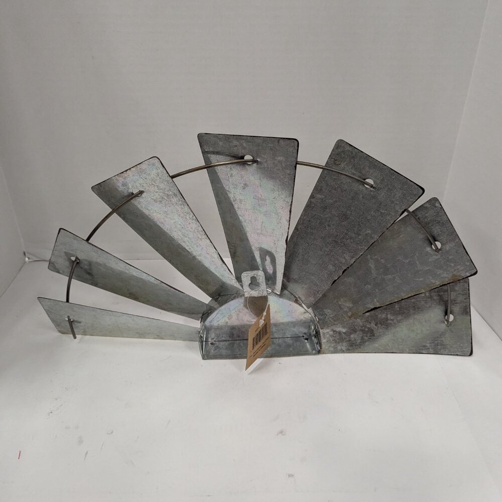 CWI Gifts Galvanized Half Windmill Wall Art - 16 inch - Farmhouse Country Decora - Picture 3 of 5